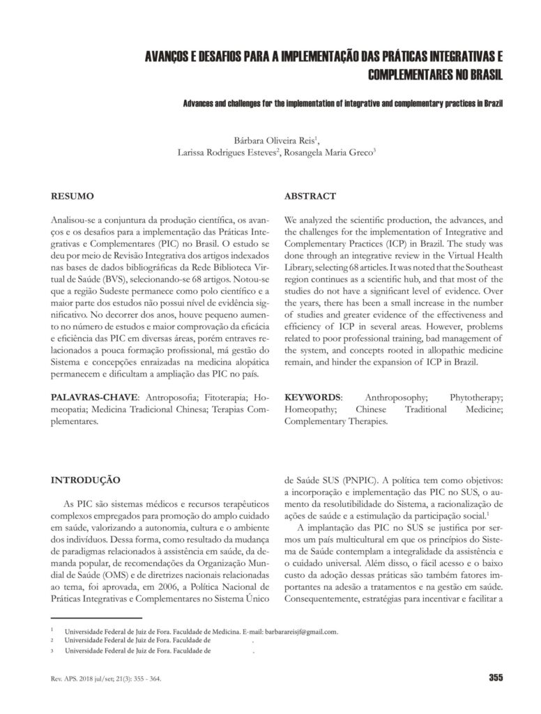 Advances and challenges for the implementation of integrative and complementary practices in Brazil