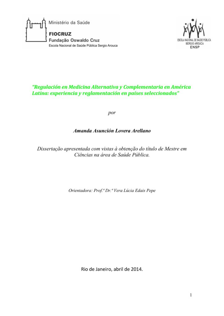 Regulación en Medicina Alternativa y Complementaria en América Latina: experiencia y reglamentación en países seleccionados