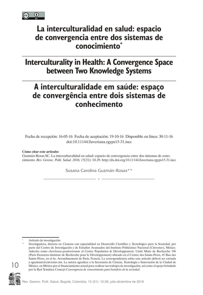 La interculturalidad en salud: espacio de convergencia entre dos sistemas de conocimiento